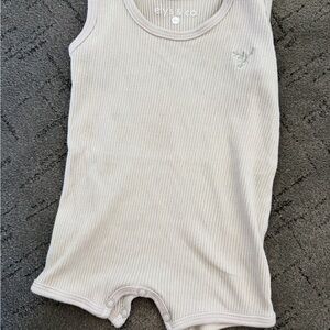 Ely's & Co. Cream Ribbed Baby Onesie